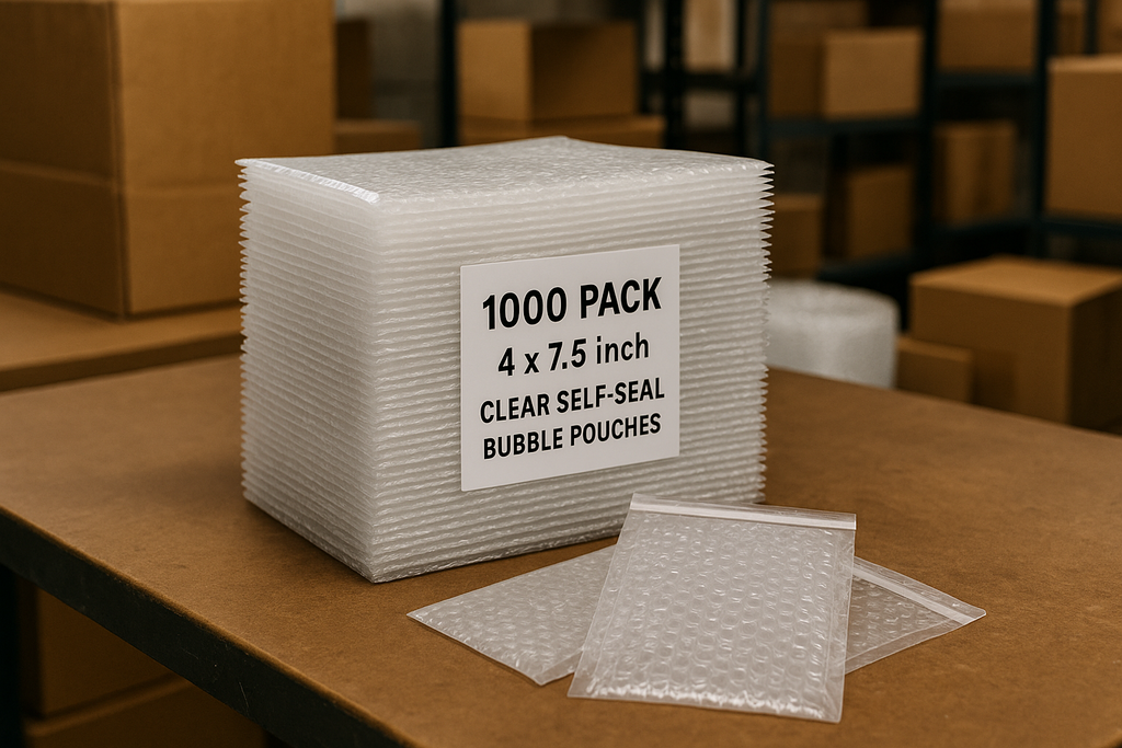 1000-Pack 4x7.5"  Self-Seal Bubble Pouches (Clear)