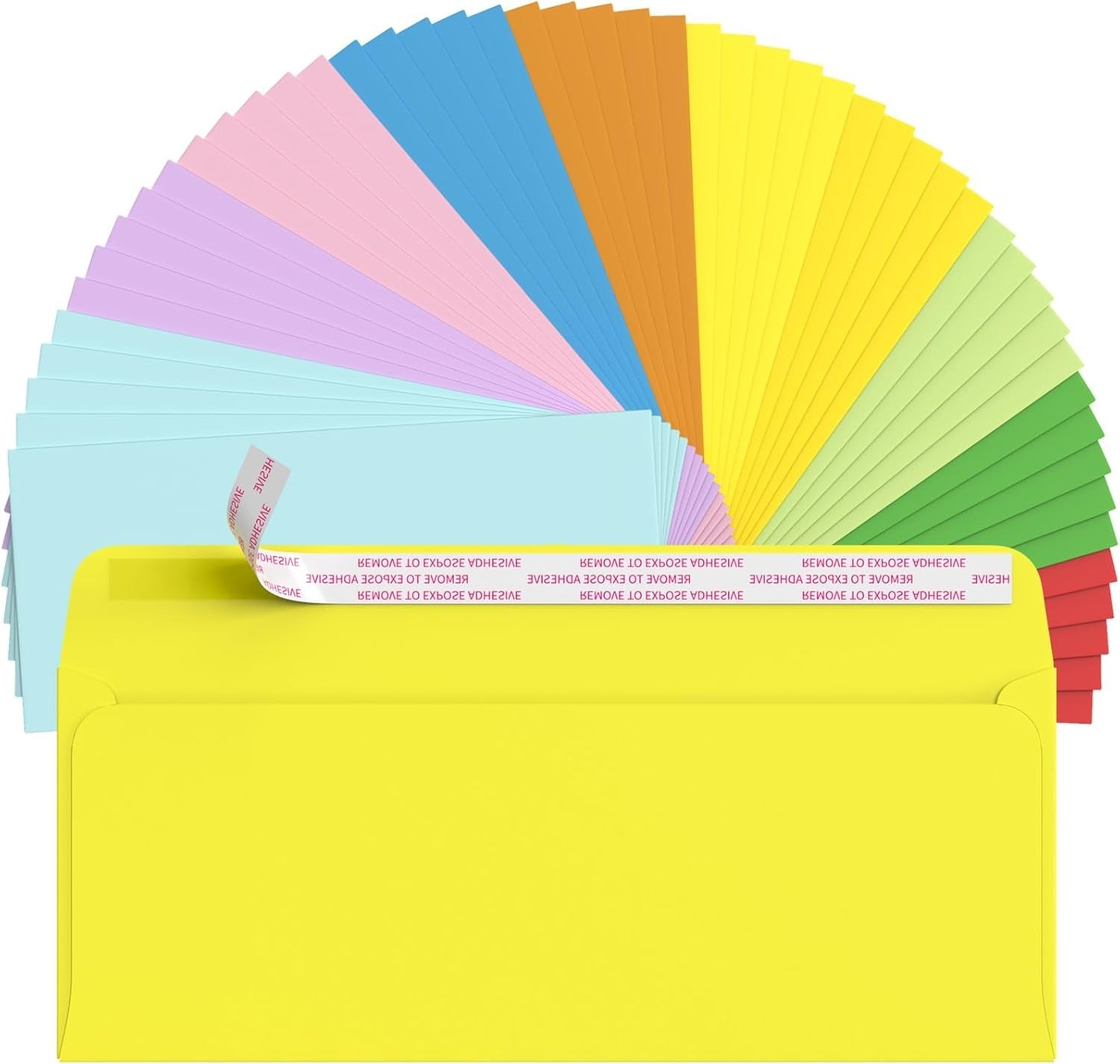 50-Pack Multi-Colored #10 Envelopes with Secure Self-Seal