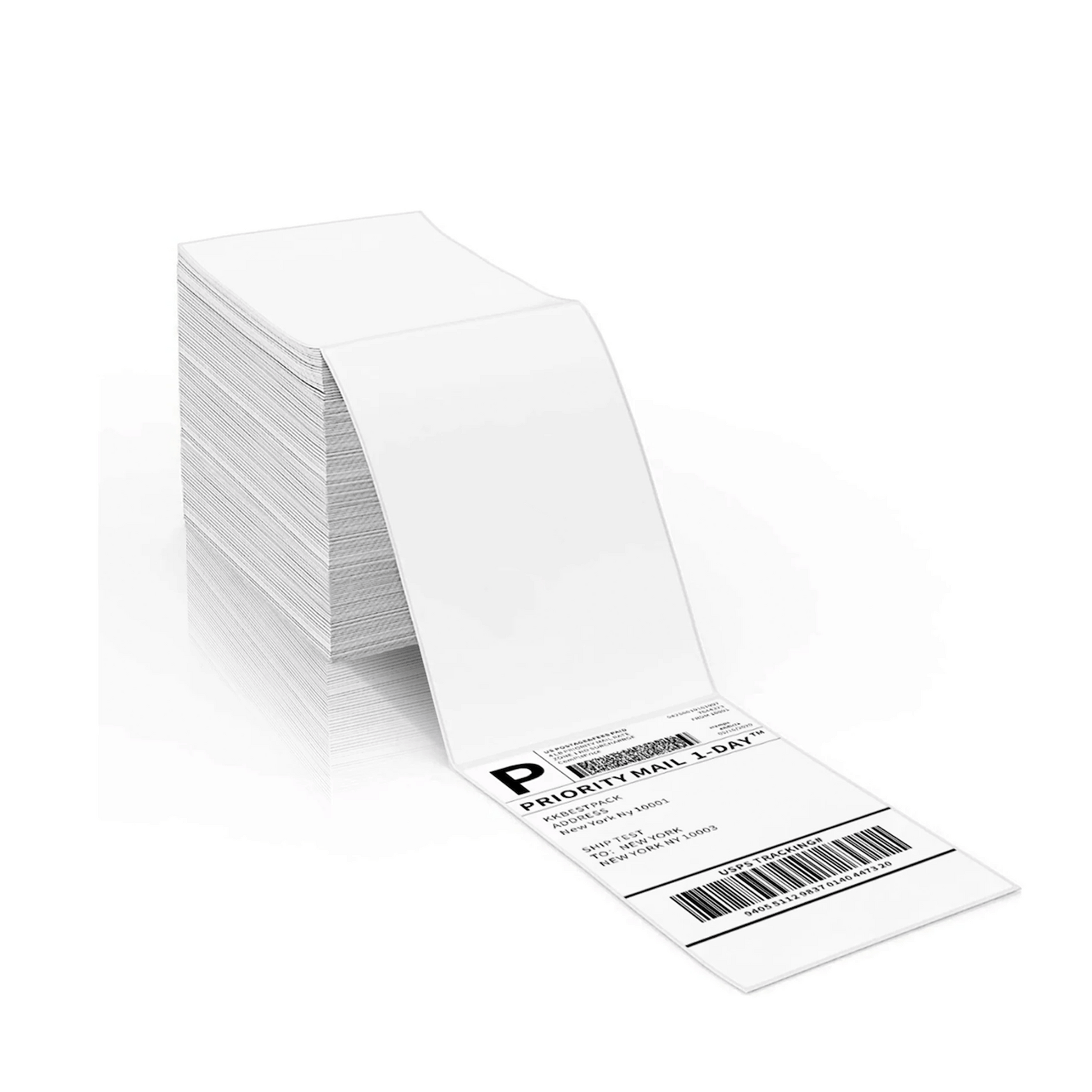 Thermal Shipping Labels - 4"X6",  White, Fanfold, with Perforation, 2000 Label/Stack