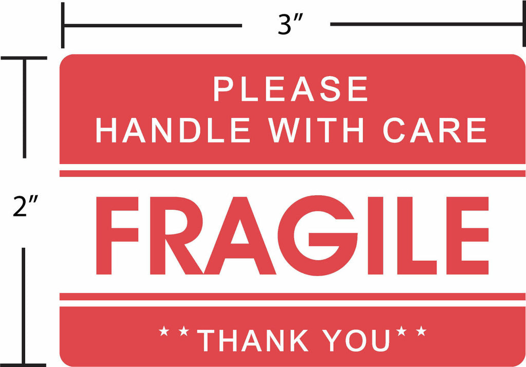 500-Count "Fragile" Shipping Stickers with "Handle with Care" (2" x 3")