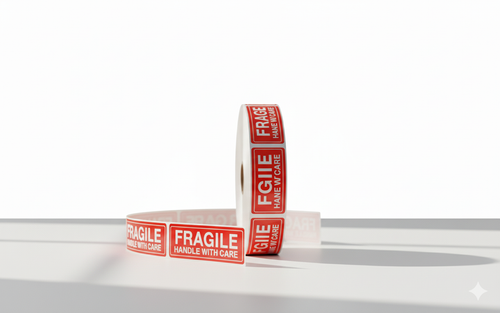 1000-Count "Fragile - Handle with Care" Shipping Stickers | 1" x 3" Roll