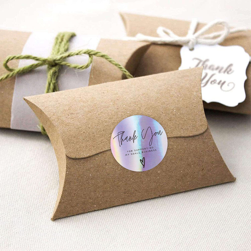 Holographic rainbow thank you sticker roll
