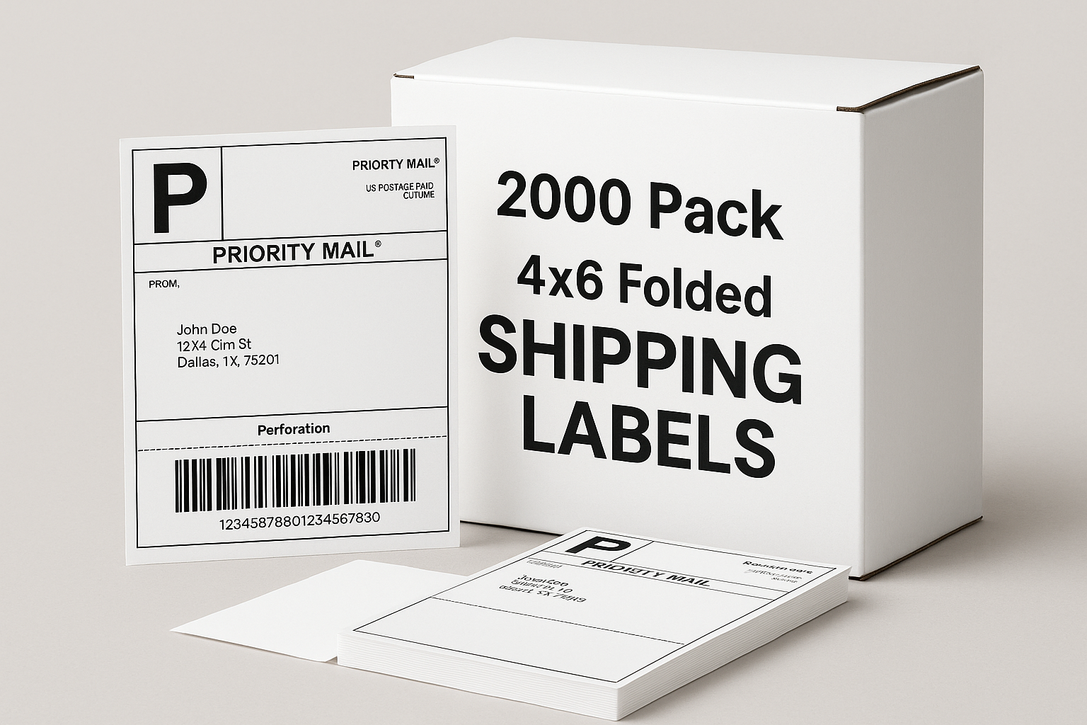 4X6 Perforated Fanfold Direct Thermal Shipping Labels