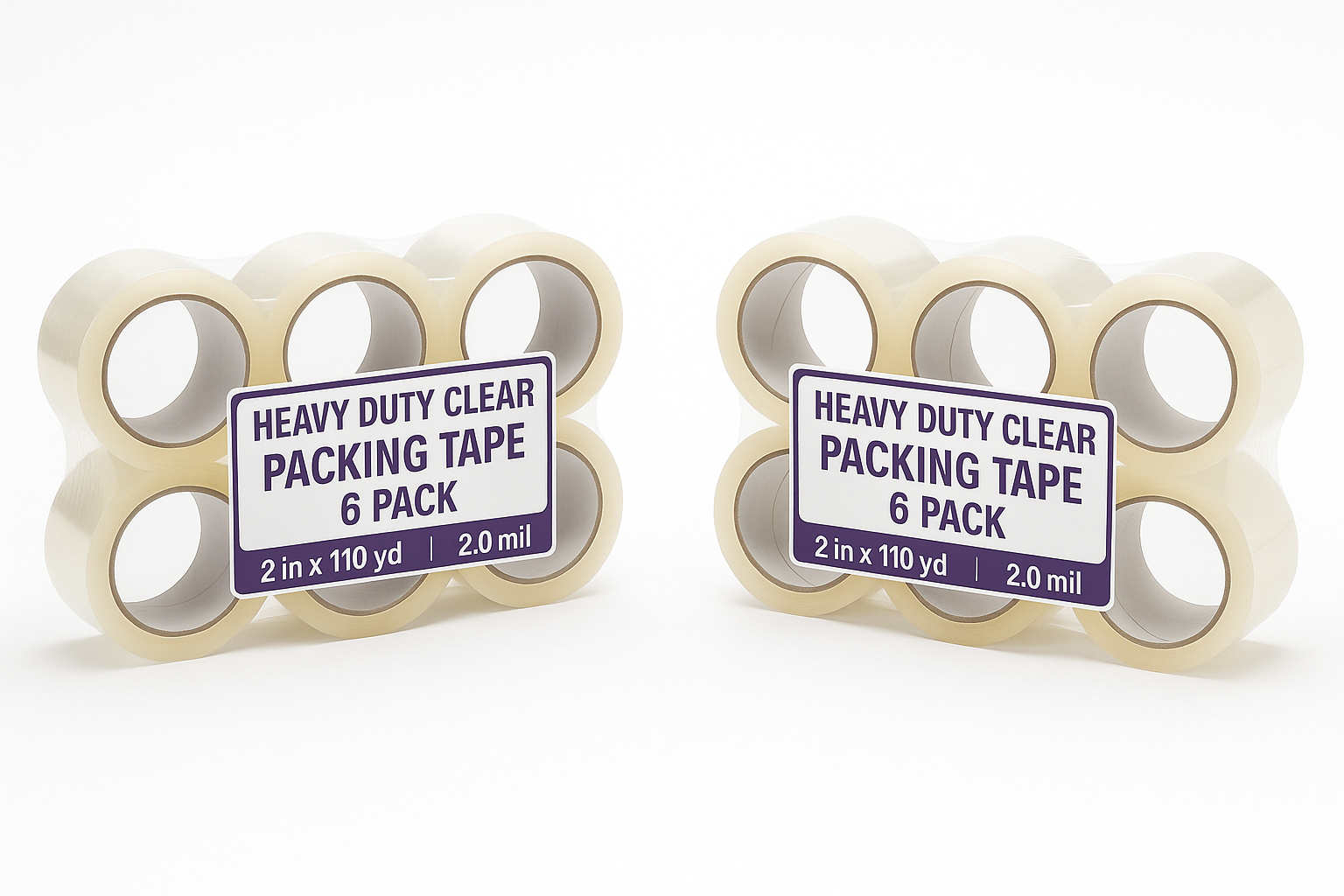 12-Pack Heavy-Duty 2.0 Mil Clear Packing Tape (2" x 110 yds)